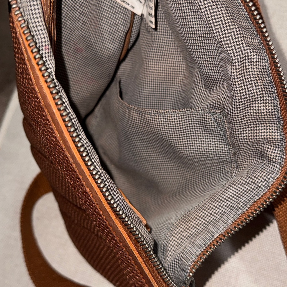 All Leather Spikes & Sparrow Sling Crossbody Bag/Pack-Brown-Multi Compartment - Picture 13 of 17
